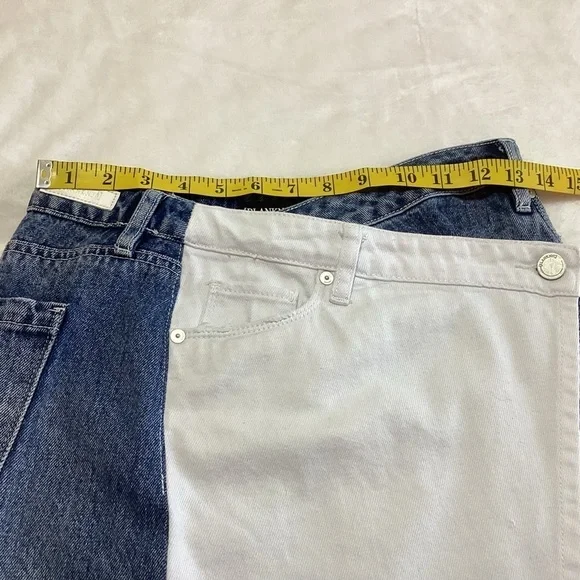 Blank NYC Two-Tone Asymmetrical Wrap Skirt Blue White 24 (00, XXS) - Picture 6 of 9